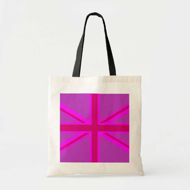 Tote Bag Décor Union Jack Fuchsia rose chaud (Devant)
