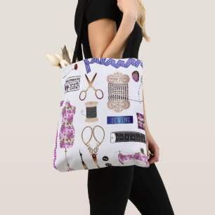 Tote Bag Décor vintage de couture et d'ouvrière couturiè