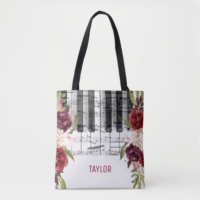Tote Bag décoration florale marsala (Devant)
