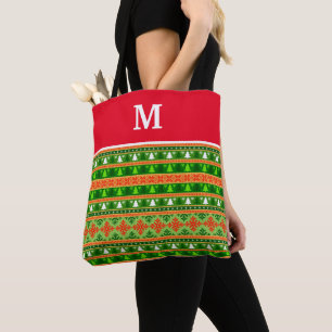 TOTE BAG DÉCORATIONS PERSONNALISÉES DE NOËL ARBRE VERT BLAN