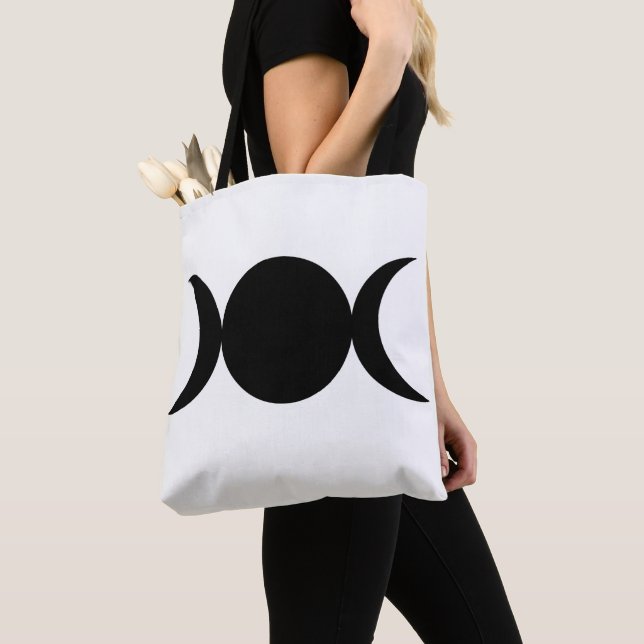 Tote Bag Déesse Triple Lune Noir & Blanc (De près)