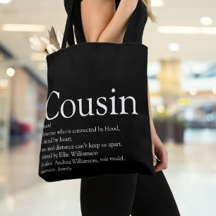 Tote Bag Définition de cousin amusant noir et blanc moderne
