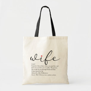 Tote Bag Définition de femme Chic Script Rouge Cœur d'amour