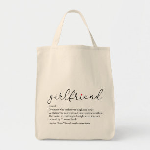 Tote Bag Définition de petite amie Chic Script Cœur d'amour