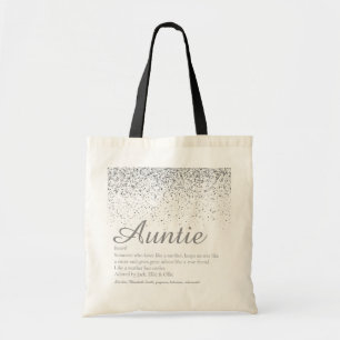 Tote Bag Définition de Tante Glam Silver Glitter Cool