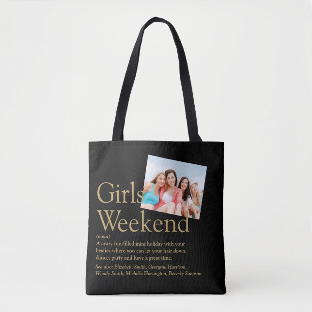Tote Bag Définition de week-end de filles avec photo person (Devant)