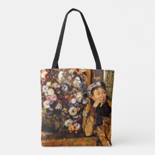 Tote Bag Degas - Une femme assise à côté d'un vase de fl