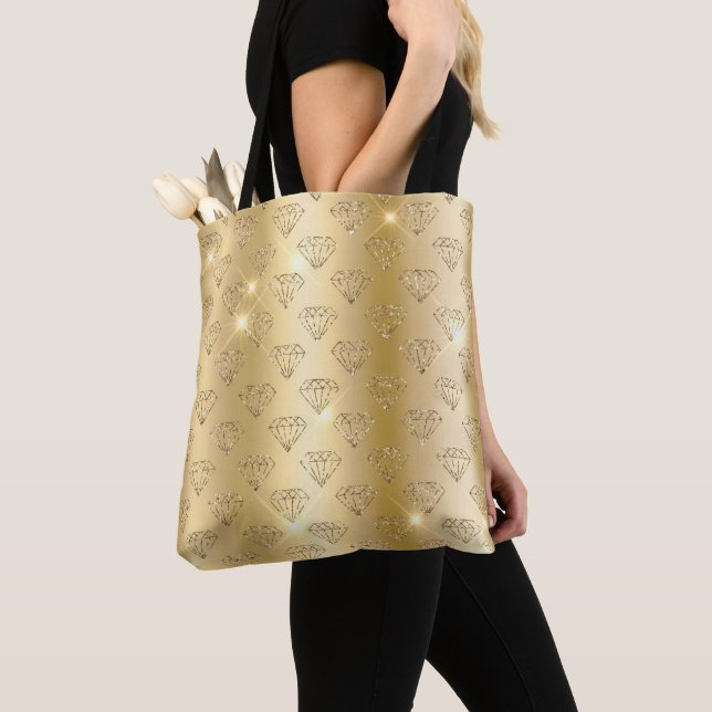 Tote Bag Dégradé de doré métallisé et diamants pailletés Gl (De près)