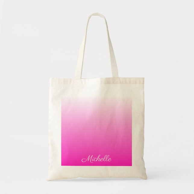 Tote Bag dégradé personnalisé à deux tons foncé rose chaud (Devant)