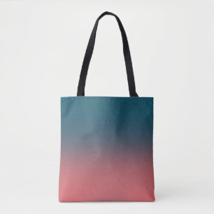 Tote Bag Dégradé rose corail foncé Turquoise et lumineux