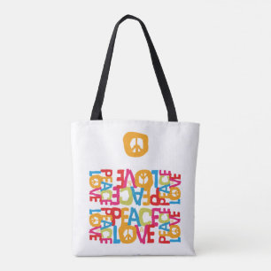 TOTE BAG DELANTAL HIPPIE MONDE ÉTÉ 2021 PAIX ET AMOUR