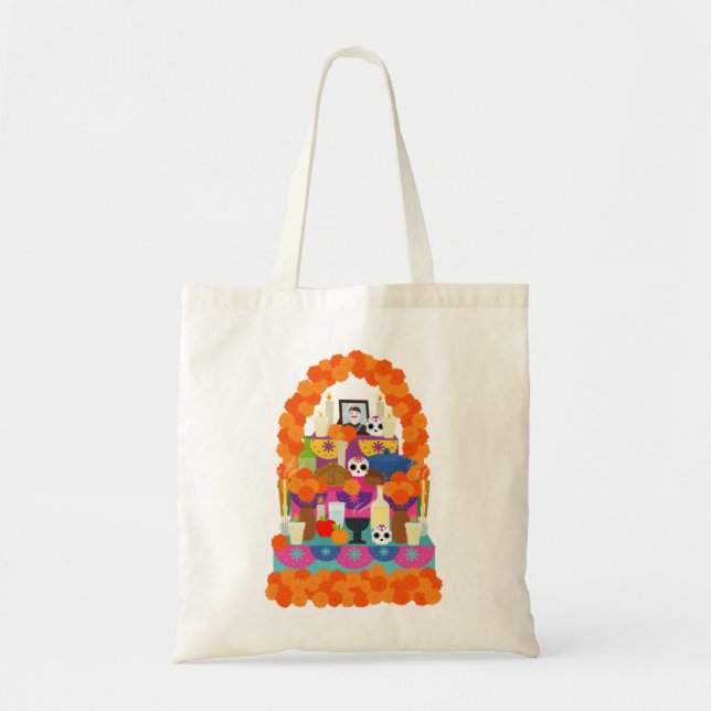 Tote Bag Delantal Largo Playera dia de muertos, autel de mu (Devant)