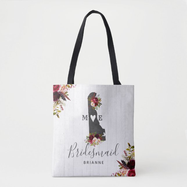 Tote Bag Delaware State Destination Russe Mariage Monogramm (Devant)