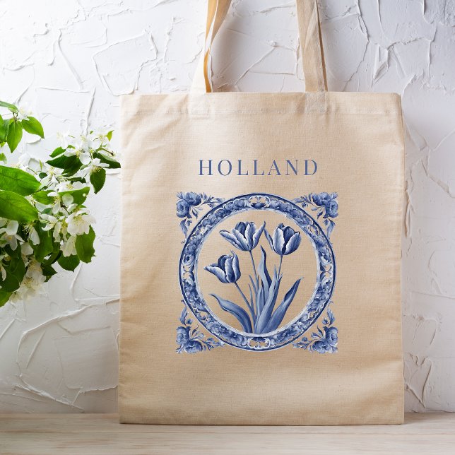 Tote Bag Delft Blue Holland Tulip  (Créateur téléchargé)
