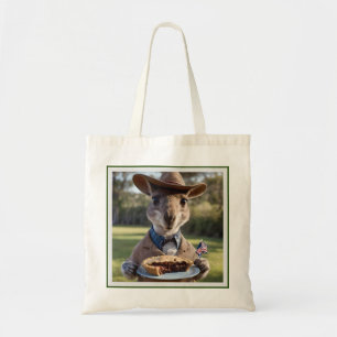 Tote Bag "Délice de l'Outback : Un kangourou mange une tour