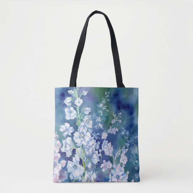 Tote Bag Delphiniums blancs Épaule Fourre-tout (Devant)