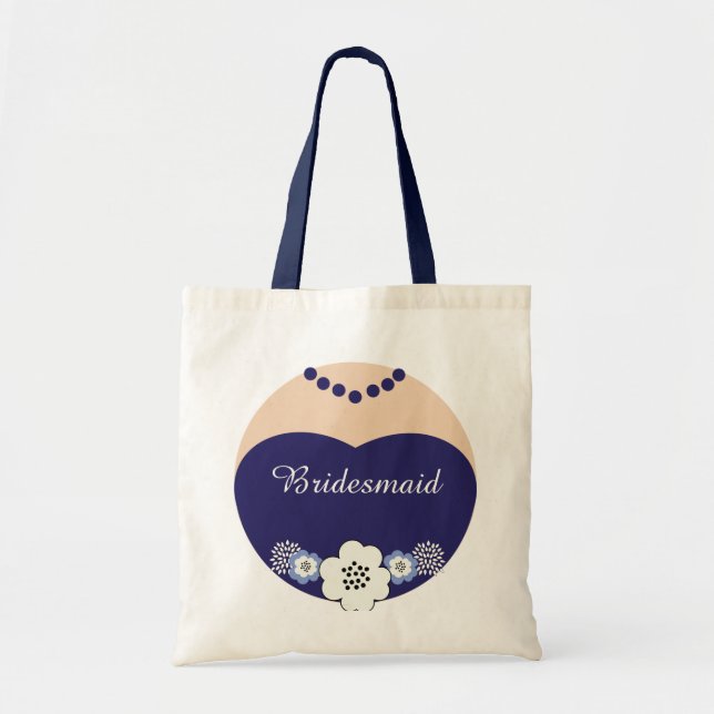 Tote Bag Demoiselle d'honneur de bleu marine épousant (Devant)