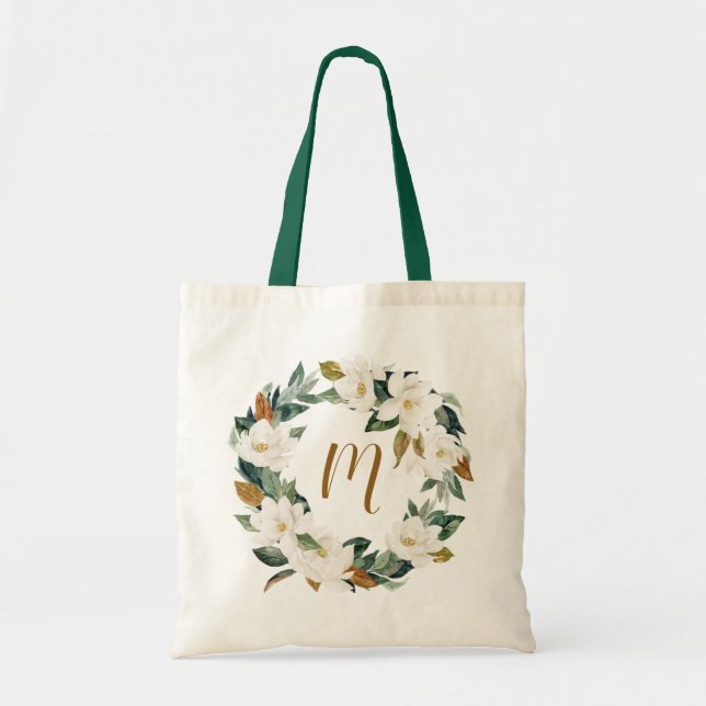 Tote Bag Demoiselle d'honneur de monogramme de guirlande de (Devant)