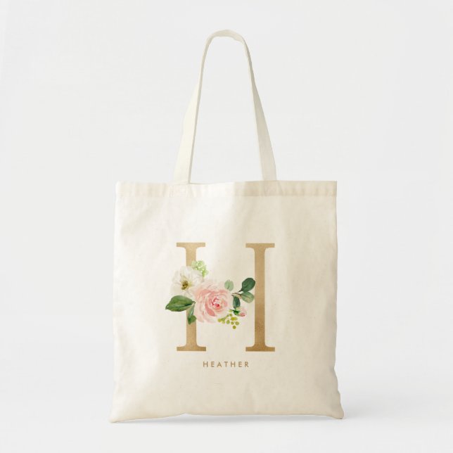Tote Bag Demoiselle d'honneur en fleurs de pivoine avec mon (Devant)