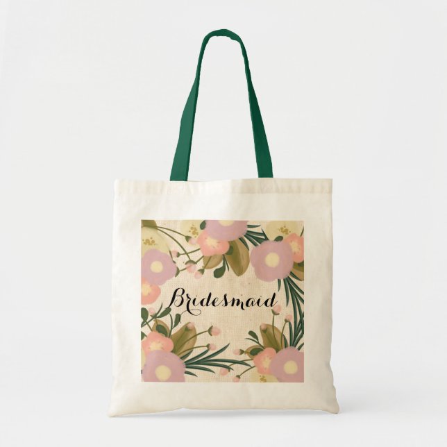 Tote Bag Demoiselle d'honneur faite sur commande florale (Devant)