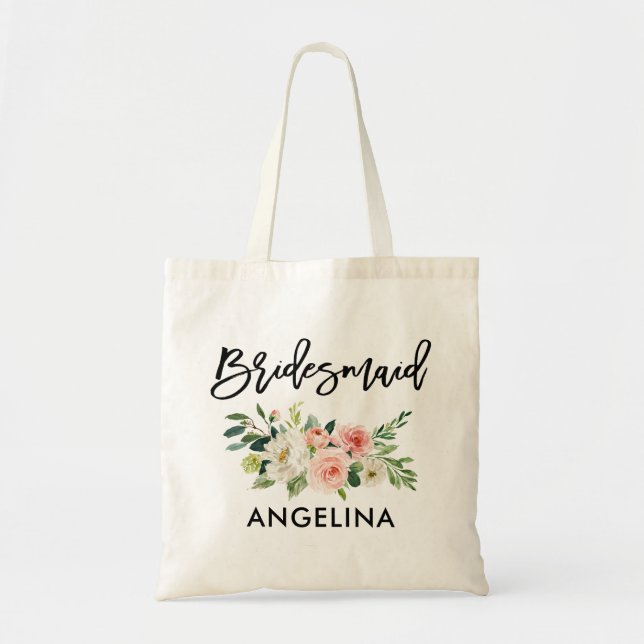 Tote Bag Demoiselle d'honneur florale blanche de brosse de (Devant)