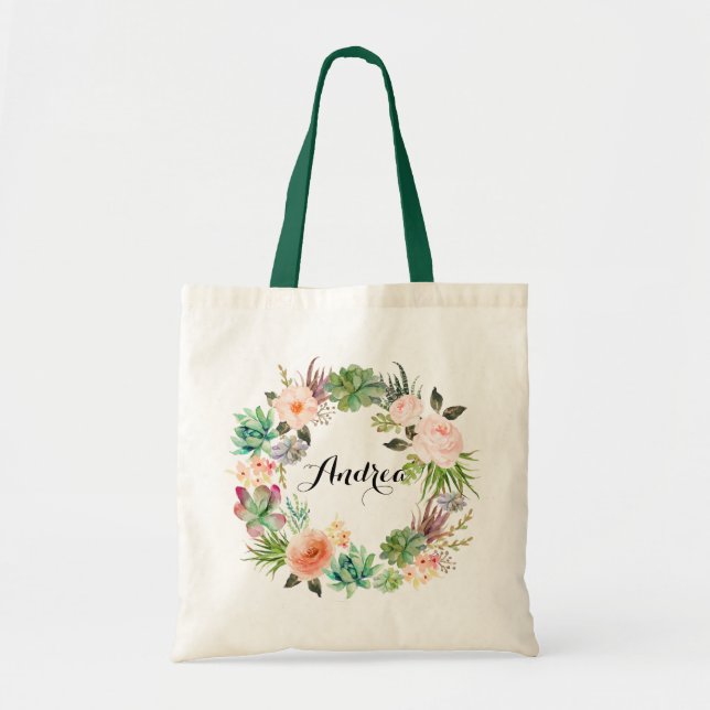 Tote Bag Demoiselle d'honneur florale de guirlande de (Devant)