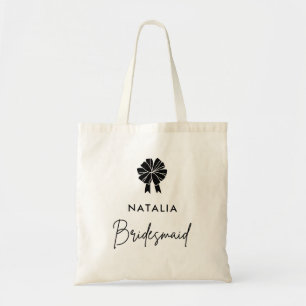 Tote Bag Demoiselle d'honneur Minimal Coquette Noir à nœud 