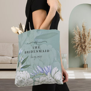 Tote Bag Demoiselle d'honneur Paeonia   Vert Sauge & Blanc