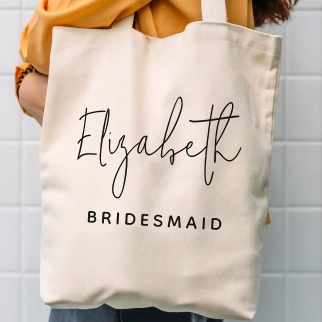 Tote Bag Demoiselle d'honneur personnalisée avec nom minima (Créateur téléchargé)