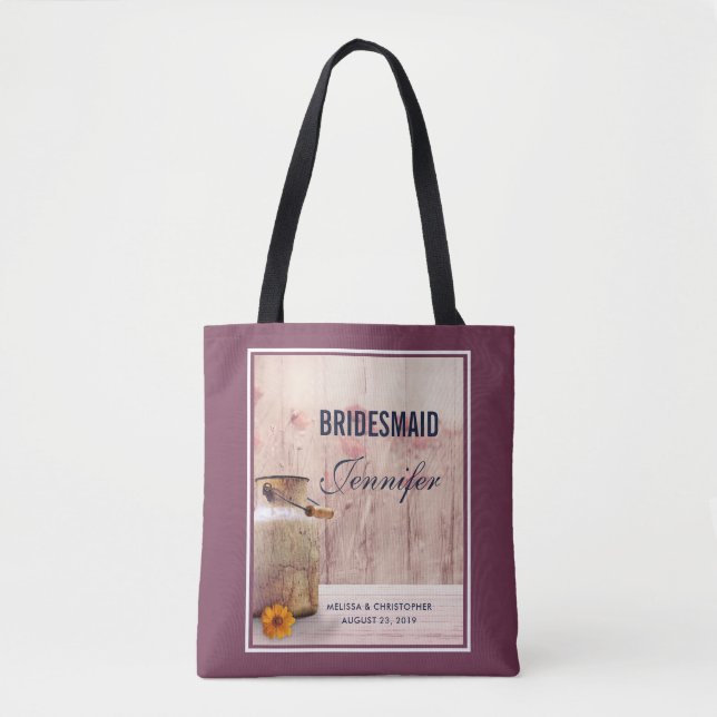 Tote Bag Demoiselle d'honneur Pot à Lait Rustique Mariage C (Devant)
