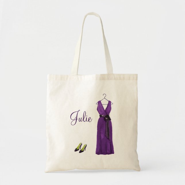 Tote Bag Demoiselle d'honneur pourpre personnalisée (Devant)