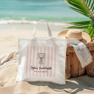 Tote Bag Demoiselle d'honneur Rayures roses Personnalisé