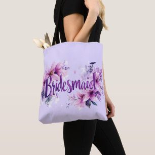 Tote Bag Demoiselle d'honneur Rose Lavande Floral 