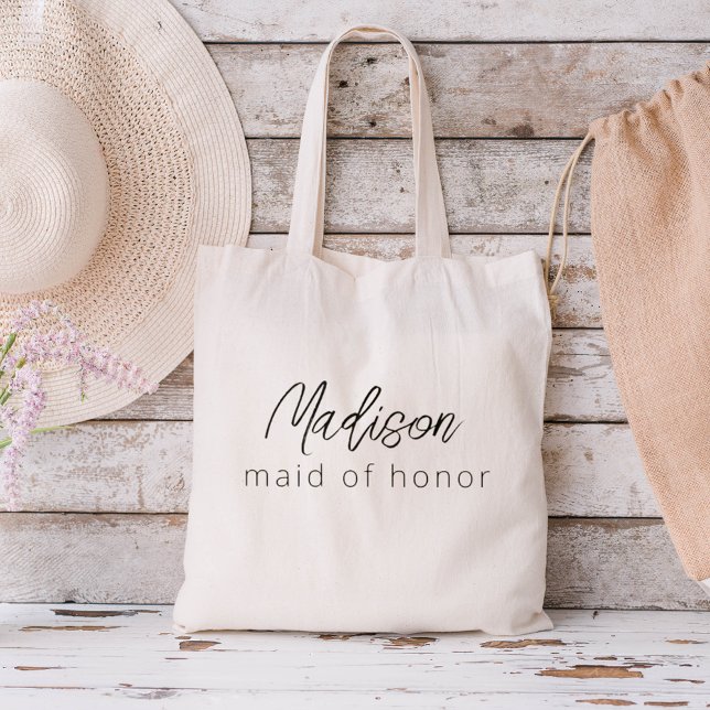 Tote Bag Demoiselle d'Honneur Script Minimaliste Moderne (Créateur téléchargé)