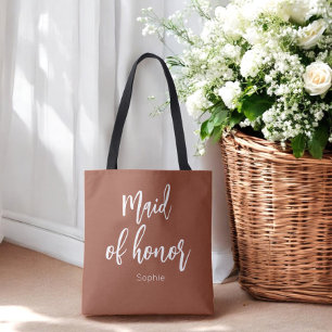 Tote Bag Demoiselle d'honneur Terracotta Brun Mariage 