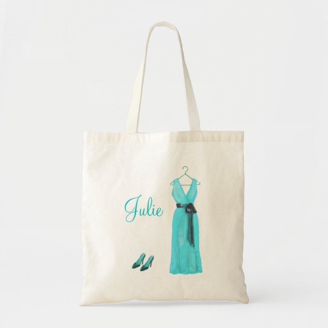 Tote Bag Demoiselle d'honneur turquoise personnalisée (Devant)