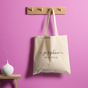 Tote Bag Demoiselle d'honneur violet avec nom personnalisé
