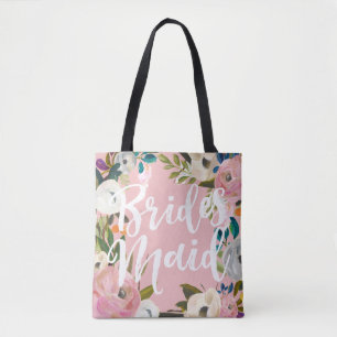 Tote Bag Demoiselles d'honneur floral mariage rose