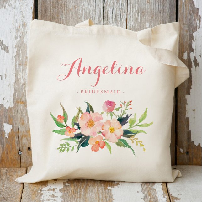 Tote Bag Demoiselles d'honneur Personnalisées Florales (Créateur téléchargé)