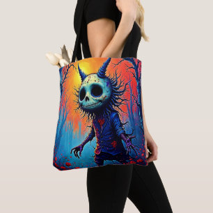 Tote Bag Démon déplaisant en bois Éffrayant