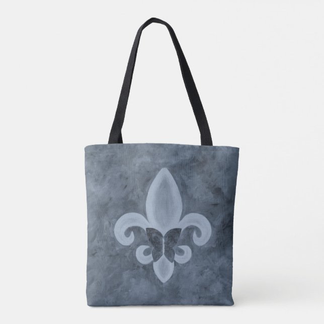Tote Bag Denim Butterfleur | Papillon bleu Fleur de Lis (Dos)