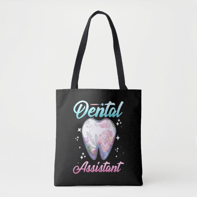 Tote Bag Dental Assistant dentaire Floral Tooth Dentiste (Devant)
