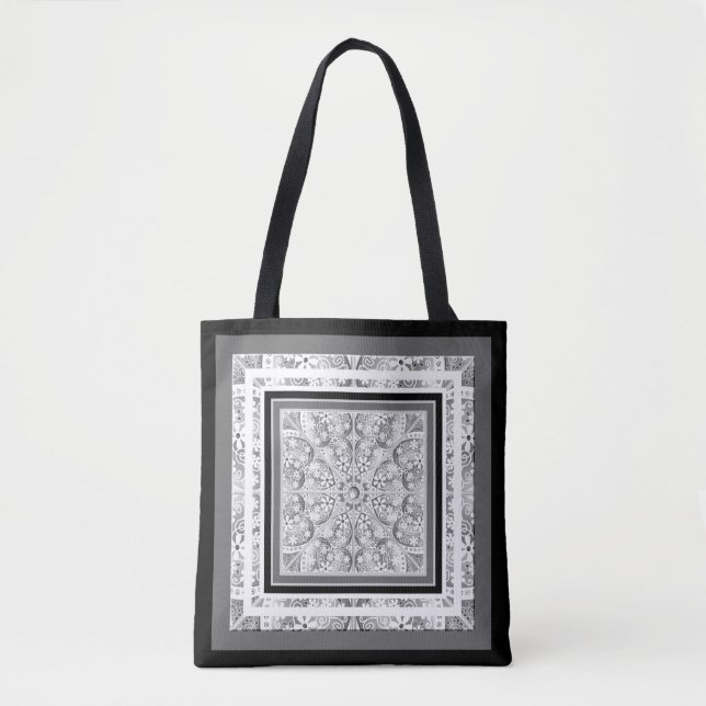 Tote Bag Dentelle en céramique Gris (Devant)
