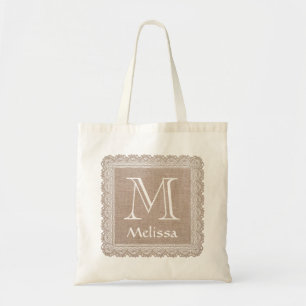 Tote Bag Dentelle faite sur commande V02A de toile de jute