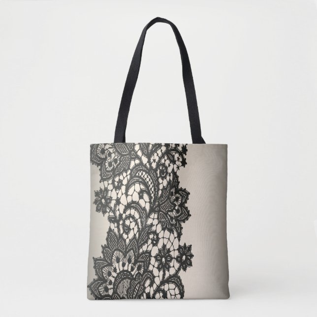 Tote Bag dentelle noire (Devant)