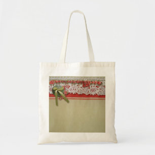 Tote Bag Dentelle Rose Antique Rouge Rustique Burlap Victor