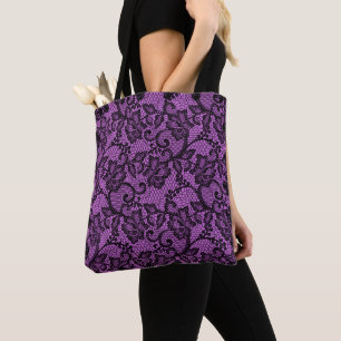 Tote Bag Dentelle Rose Et Noir De Faux