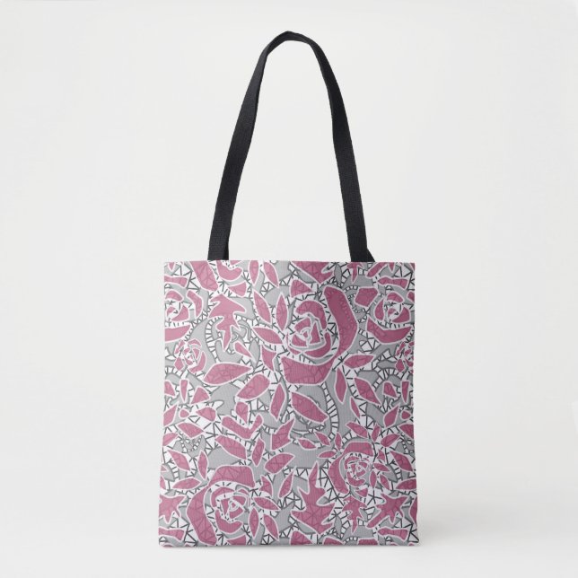 Tote Bag Dentelle sans couture roses romantique rétro vinta (Devant)