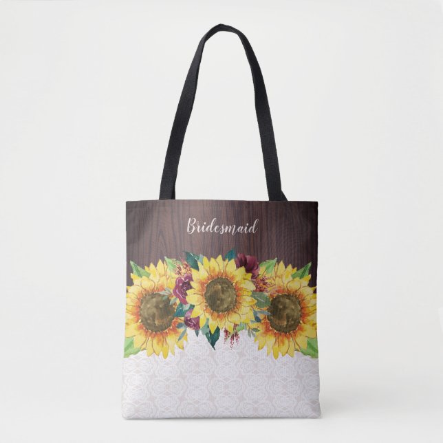 Tote Bag Dentelles de tournesol Bois Bourgogne Fleurs de lu (Devant)
