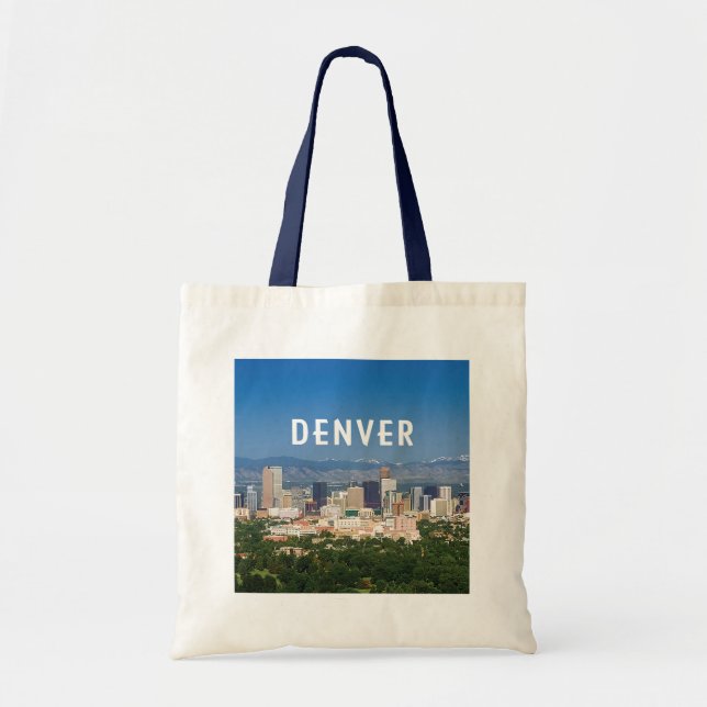 Tote Bag Denver Colorado centre-ville skyline et montagnes (Devant)